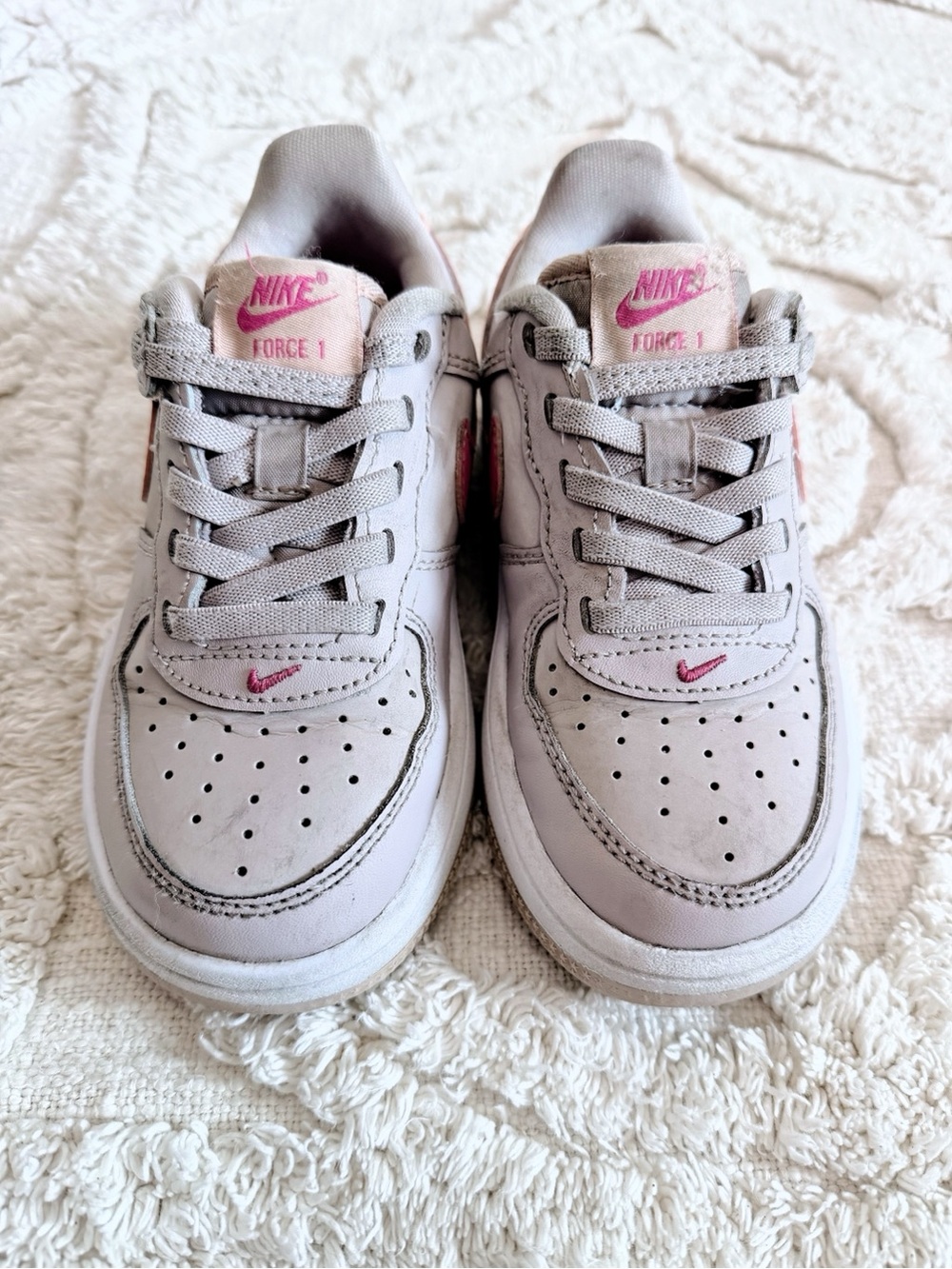 Nike Air Force 1 LV8 Kids 10.5C Gray Pink Sneakers Shoes GUC